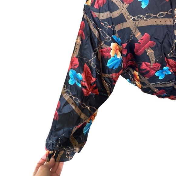 Vintage FU DA International Floral Chain Print Windbreaker Jacket XL - Picture 2 of 7